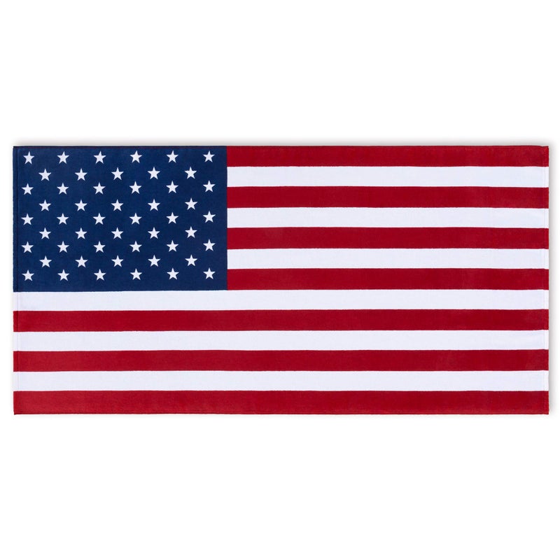 Softerry American Flag Beach Towel 30 x 60 inch (76 x 152 cm) USA Patriot 100% Cotton Velour Terry - Image 2